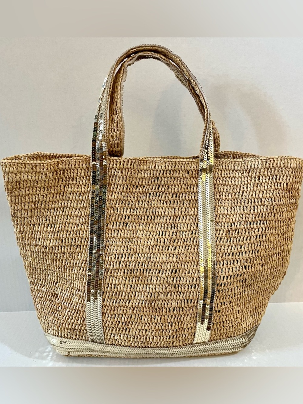 Vanessa Bruno Le Cabas Raffia Sequin Tote Bag